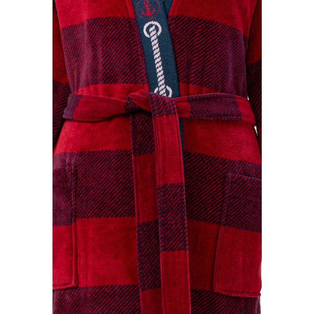 Özdilek Tek Bornoz Şalyaka Kadife (S-M Beden)-Summer Heat Sailor Kimono Kırmızı