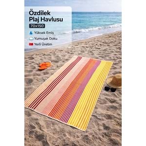 Özdilek Kadife Pamuk Plaj Havlusu (70x150)-Lineup Sarı
