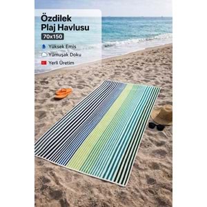 Özdilek Kadife Pamuk Plaj Havlusu (70x150)-Lineup Yeşil