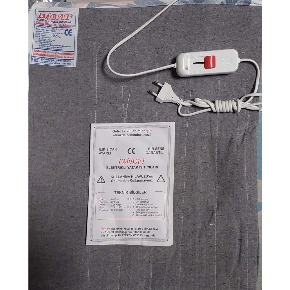 İmbat Keçeli Çift Kişilik Elektrikli Battaniye (120x150)