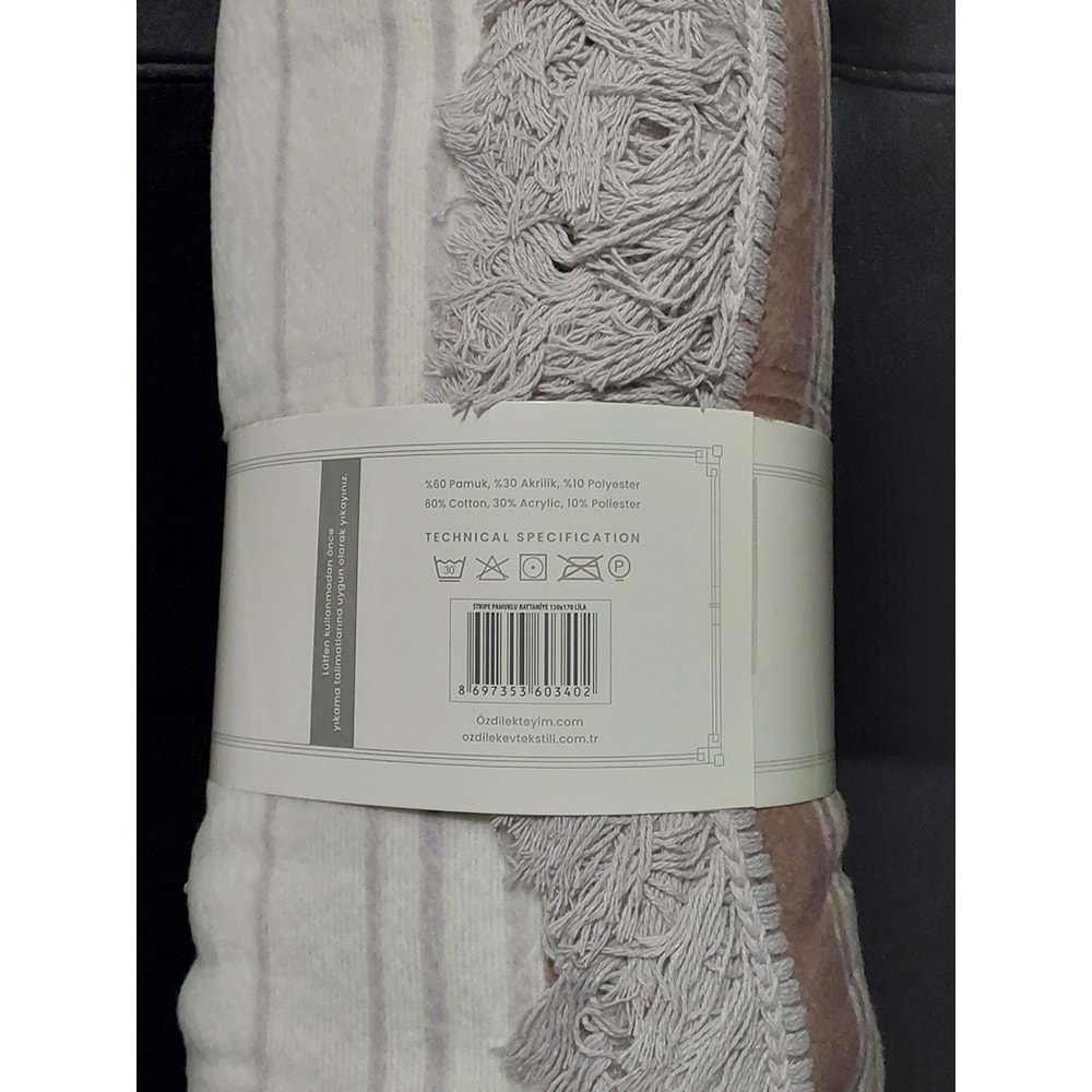 Özdilek Pamuklu Dizüstü Tv Battaniye (130x170)-Striped Lila