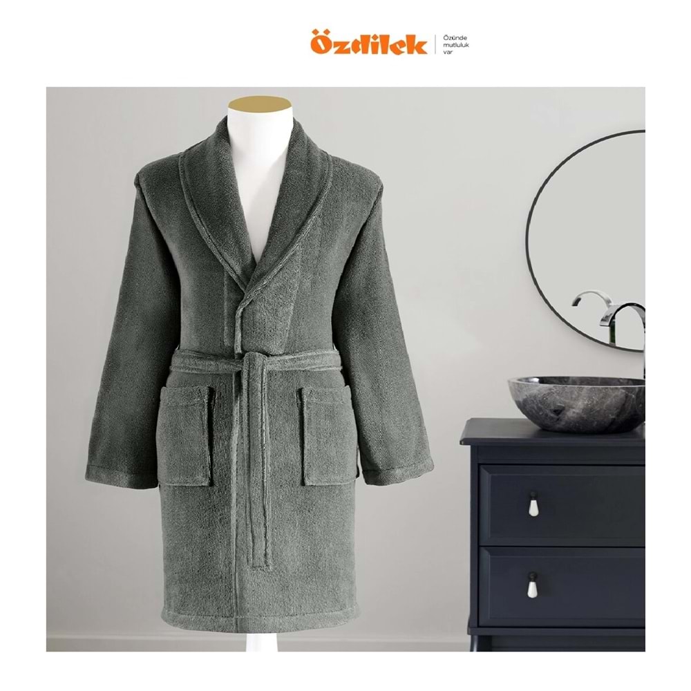 Özdilek Colored Tek Bornoz Şalyaka-Antrasit (XXL Beden)