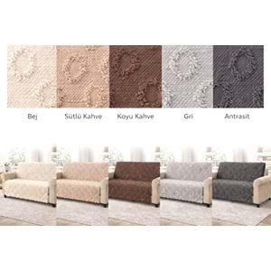 Desenli Sakallı Şönil Kaymaz Koltuk Örtüsü