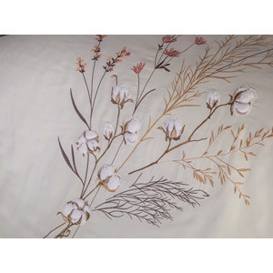 Dantela Moneda Nakışlı Pamuk Saten Çift Kişilik Nevresim Takımı-Krem