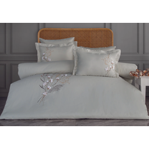 Dantela Moneda Nakışlı Pamuk Saten Çift Kişilik Nevresim Takımı-Mint