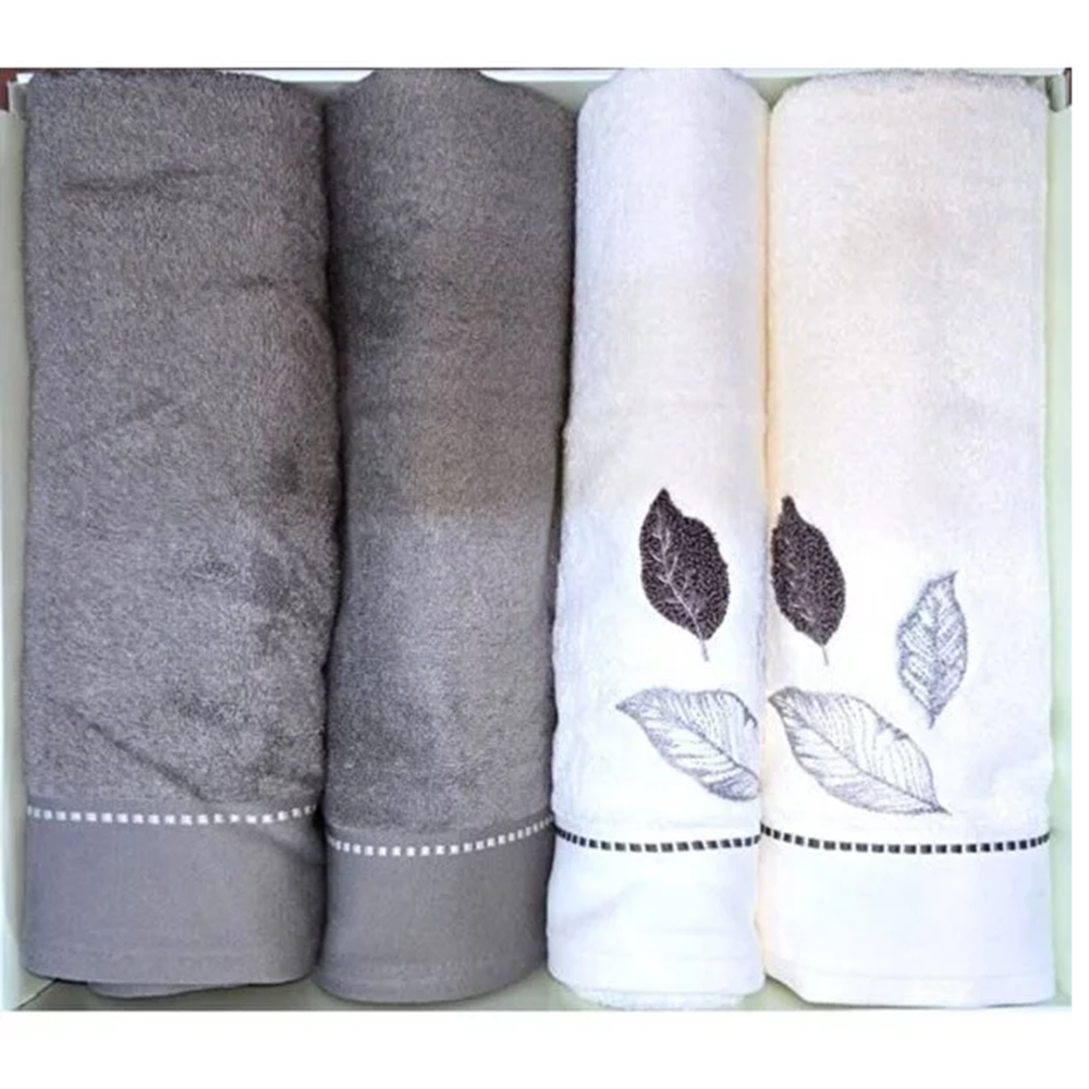 Özdilek 4 Parça Best Hamam Seti, Folha de Ouro Antrasit-Krem