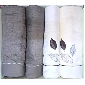 Özdilek 4 Parça Best Hamam Seti, Folha de Ouro Antrasit-Krem