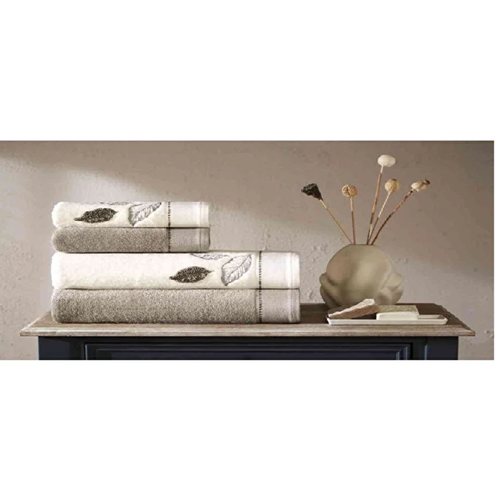 Özdilek 4 Parça Best Hamam Seti, Folha de Ouro Antrasit-Krem