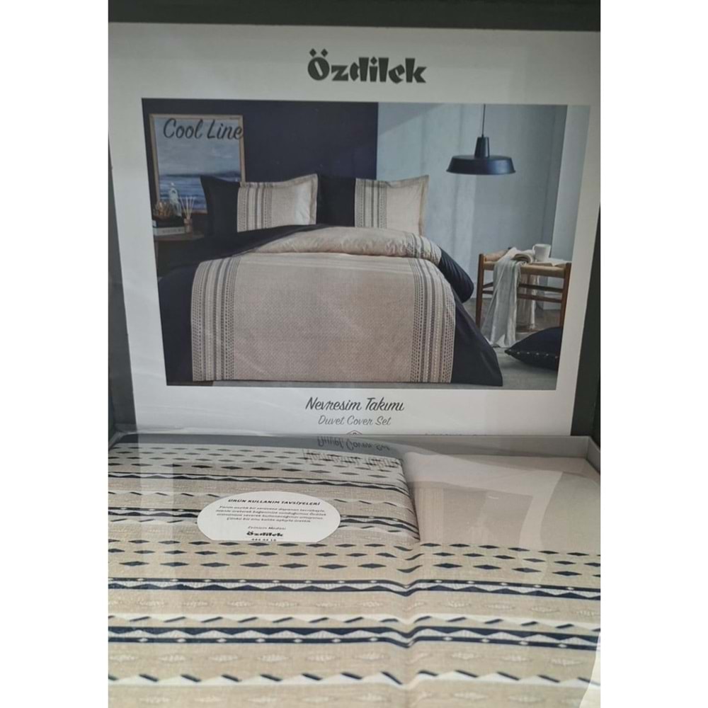 Özdilek Ranforce Fıtted Çift Kişilik Nevresim Takımı Cool Lıne Bej