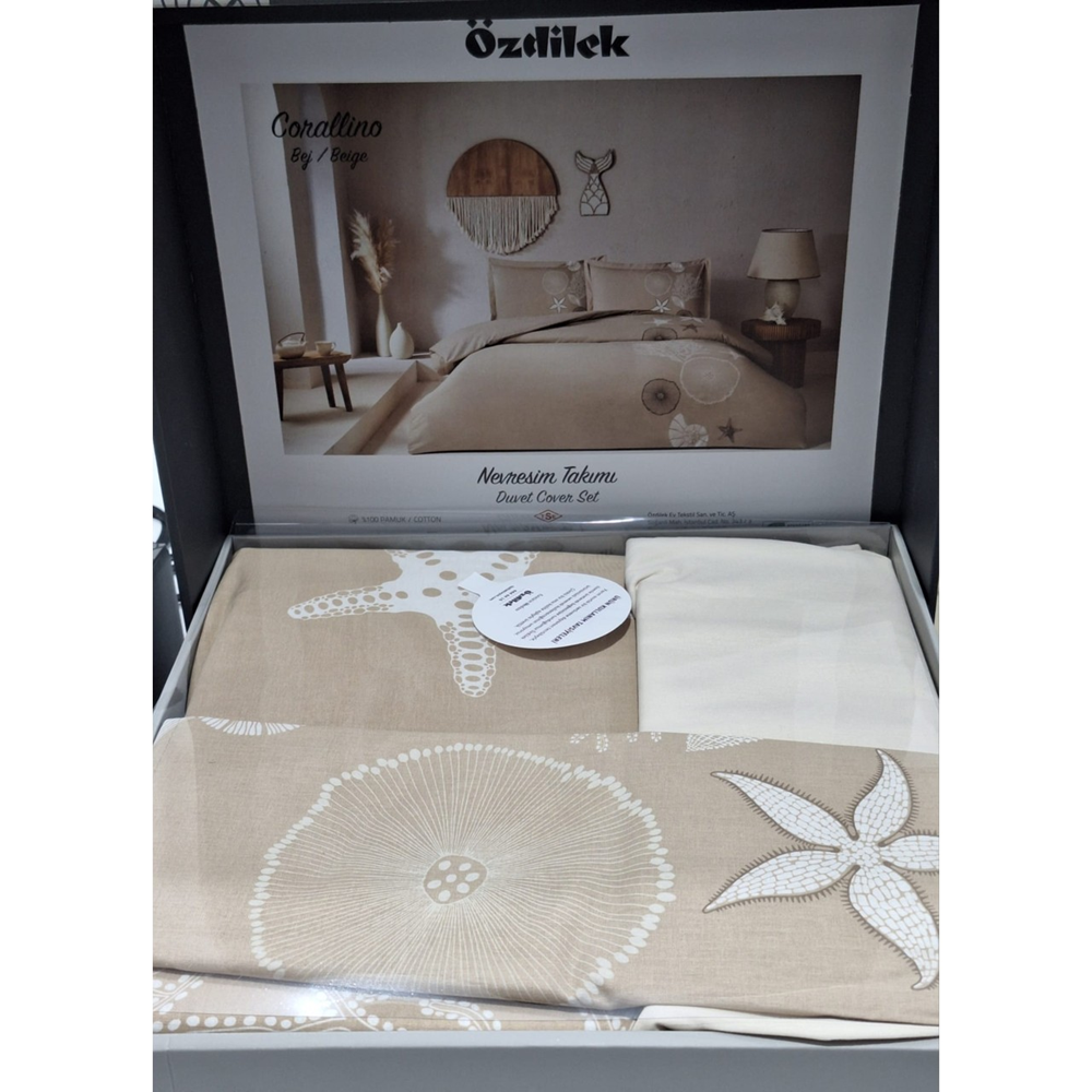 Özdilek Ranforce Çift Kişilik Nevresim Takımı Coralına bej