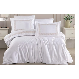 Özdilek Cotton Çift Kişilik Nakışlı Saten Nevresim Takımı Jasmin Bej