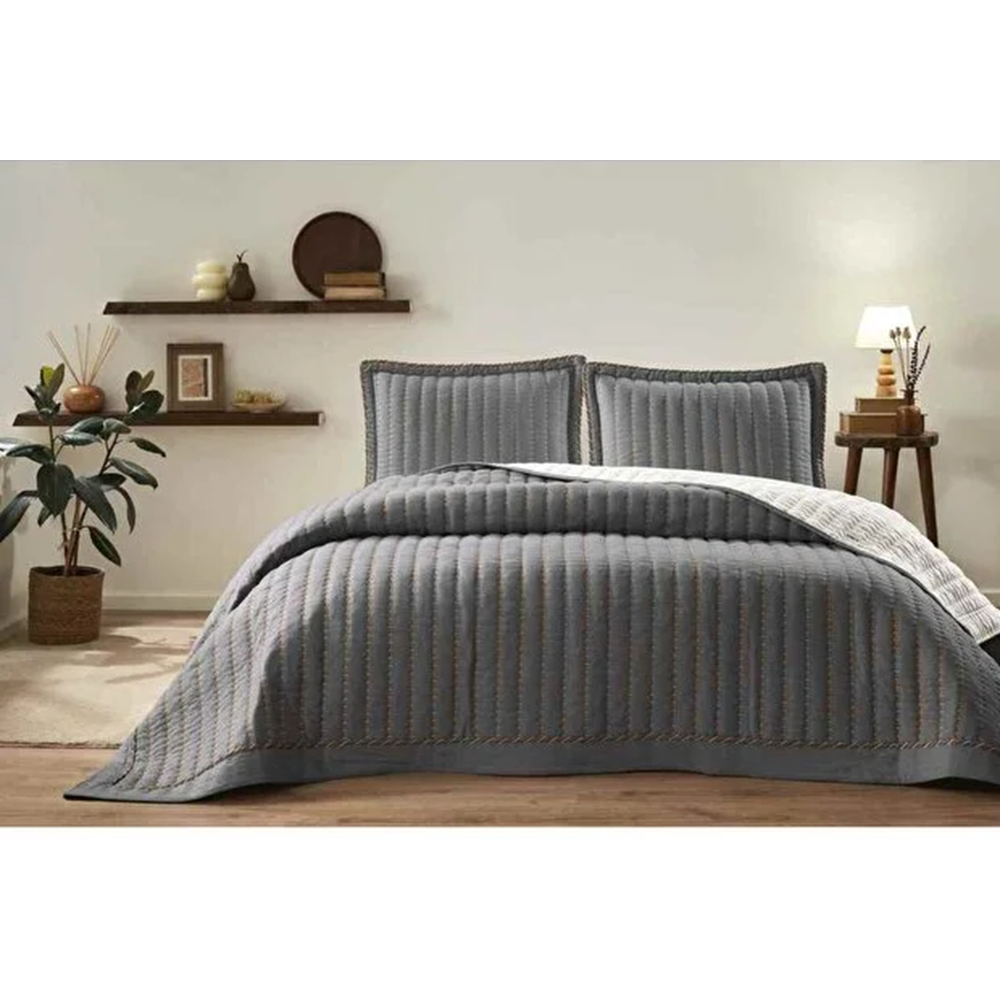 Özdilek Çift Kişilik Nakışlı Yatak Örtüsü 240*250 Lıne Antrasit