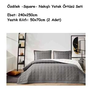 Özdilek Nakışlı -Square Antrasit- Çift Kişilik Yatak Örtüsü (240x250)
