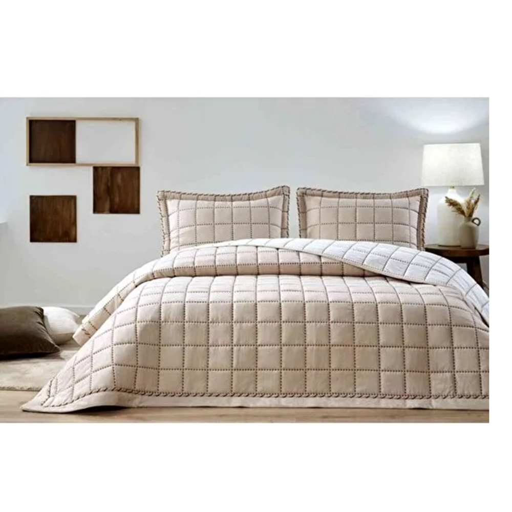 Özdilek Çift Kişilik Nakışlı Yatak Örtüsü 240*250 SQuare Bej