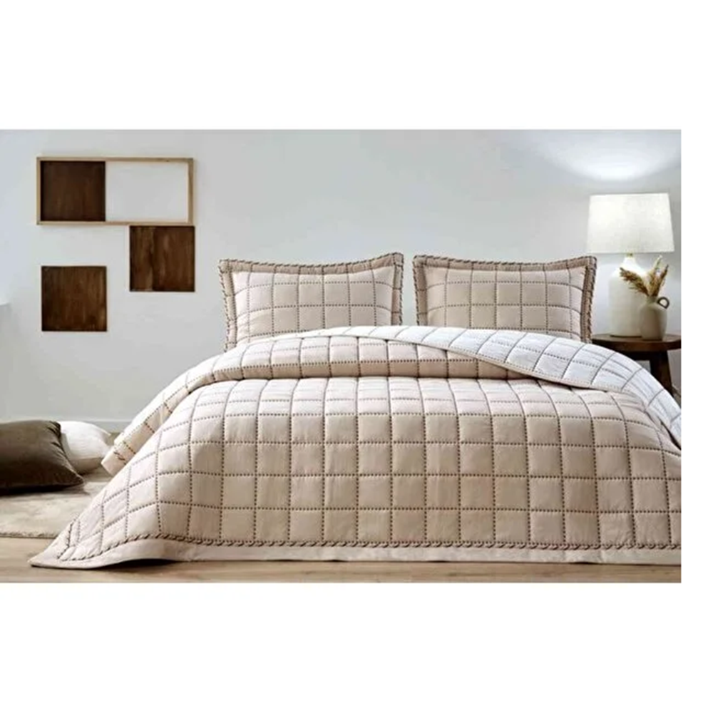 Özdilek Tek Kişilik Nakışlı Yatak Örtüsü 180*250 SQuare bej