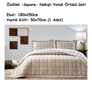 Özdilek Nakışlı -Square Bej- Tek Kişilik Yatak Örtüsü (180x250)