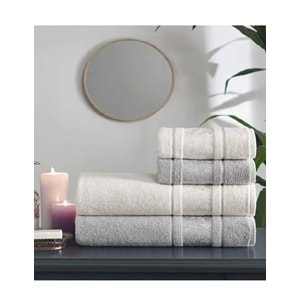 Özdilek Best Hamam Seti, Banyo Havlu Takımı-Camellia Gri Krem