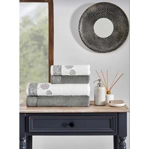 Özdilek Bamboo Hamam Seti, Banyo Havlu Takımı-Phlox Antrasit Beyaz