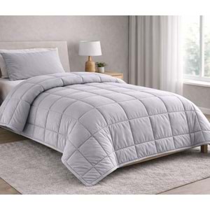 Özdilek Ranforce Pamuk Kumaş Tek Kişilik Silikon Yorgan-Silver Gri