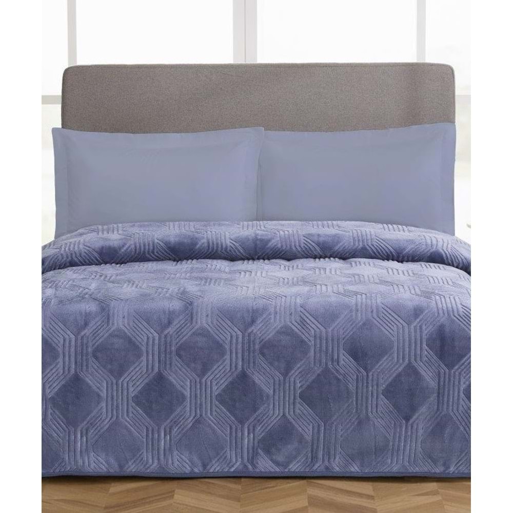 Özdilek Trendy Embos Çift Kişilik Battaniye (220x240)-Art Deco Gök Mavi