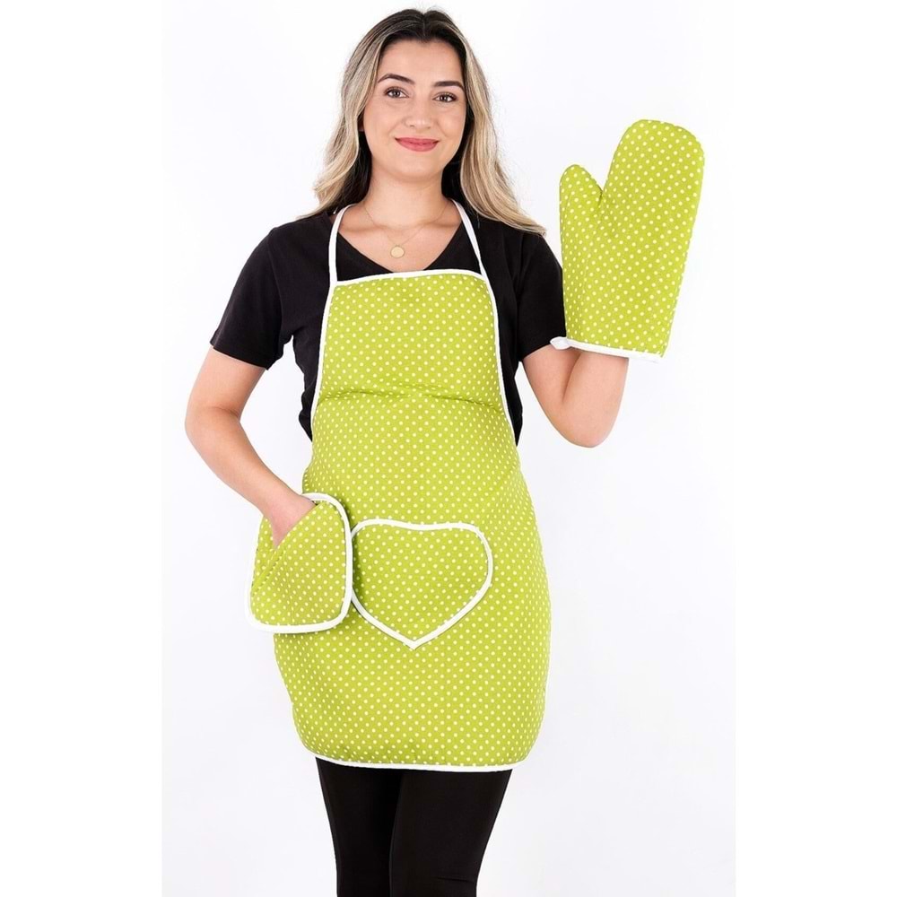 polo life 3 Parça Sıvı Geçirmez Mutfak Önlüğü yeşil