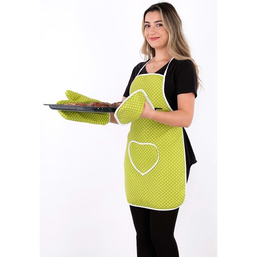 polo life 3 Parça Sıvı Geçirmez Mutfak Önlüğü yeşil