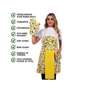 polo life Sıvı Geçirmez Su Geçirmez Mutfak Önlüğü Havlulu Mutfak Önlüğü (ELDİVEN VE TUTACAK) m3