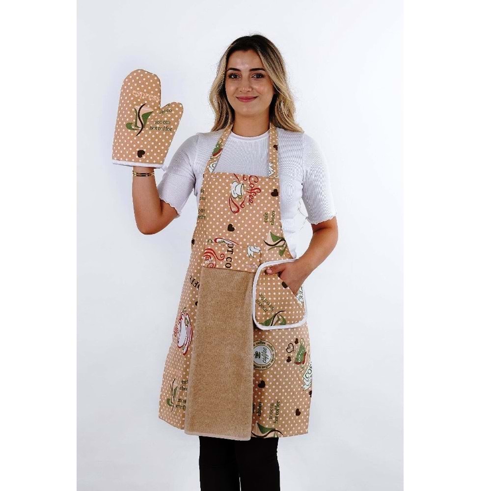 polo life Sıvı Geçirmez Su Geçirmez Mutfak Önlüğü Havlulu Mutfak Önlüğü (ELDİVEN VE TUTACAK) m5