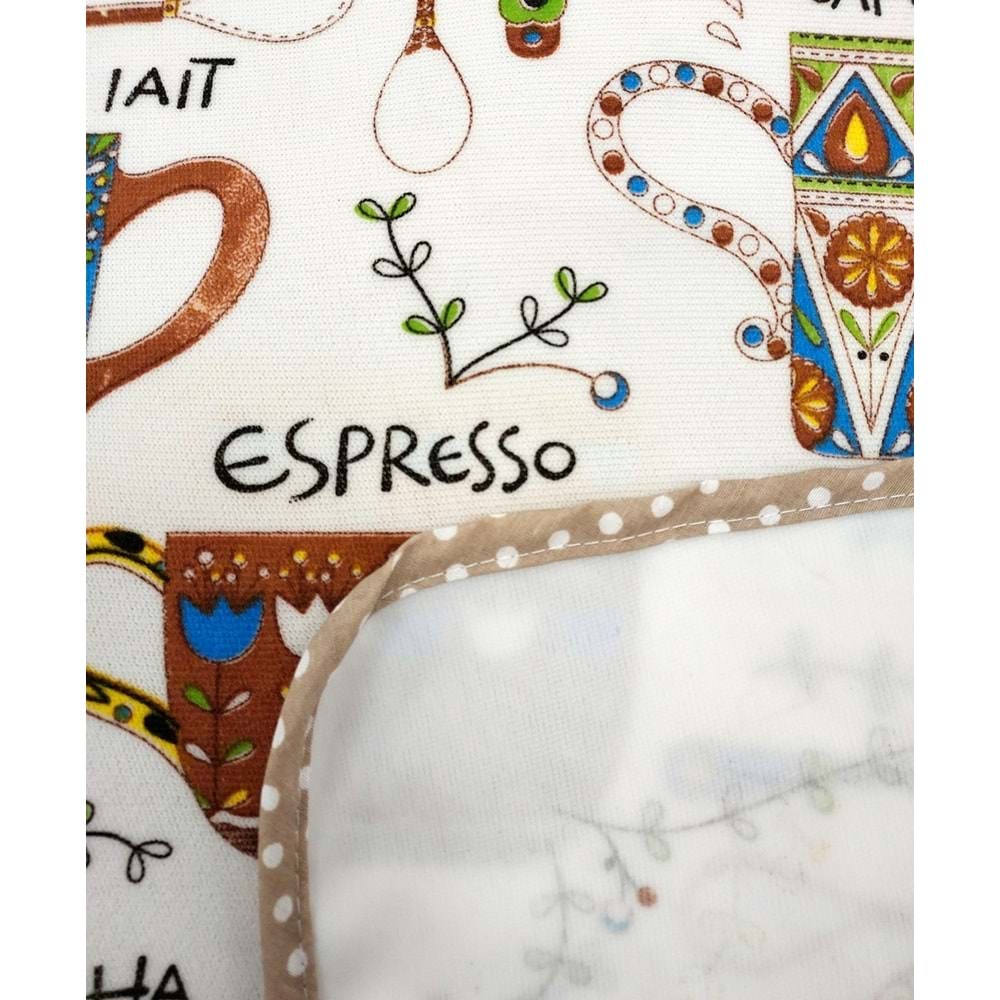 Dijital Baskılı Sıvı Geçirmez Desenli Mutfak Önlüğü - Coffee (Kahve Biyeli)