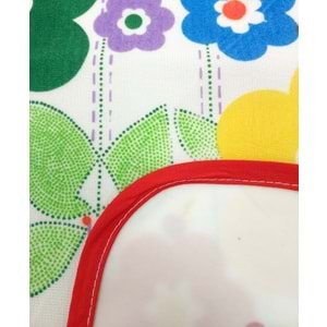 Dijital Baskılı Sıvı Geçirmez Desenli Mutfak Önlüğü - Papatya (Kırmızı Biyeli)