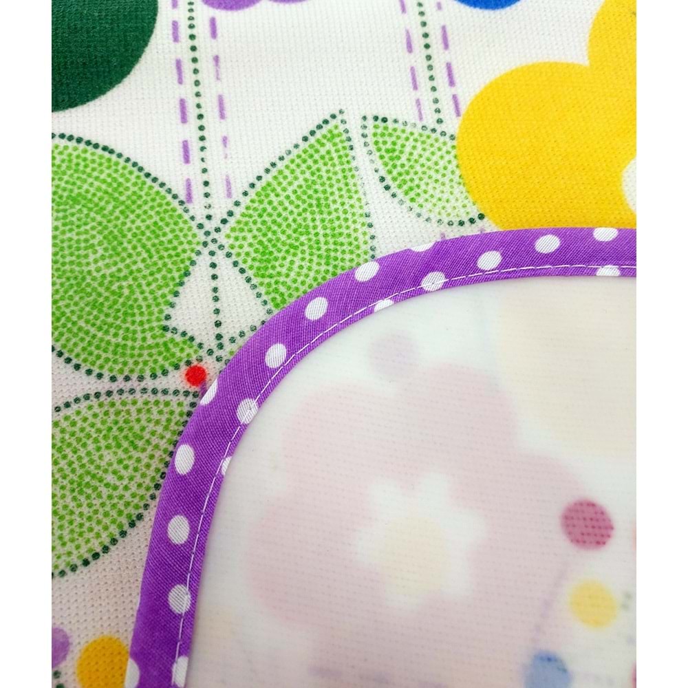 Dijital Baskılı Sıvı Geçirmez Desenli Mutfak Önlüğü - Papatya (Lila Biyeli)