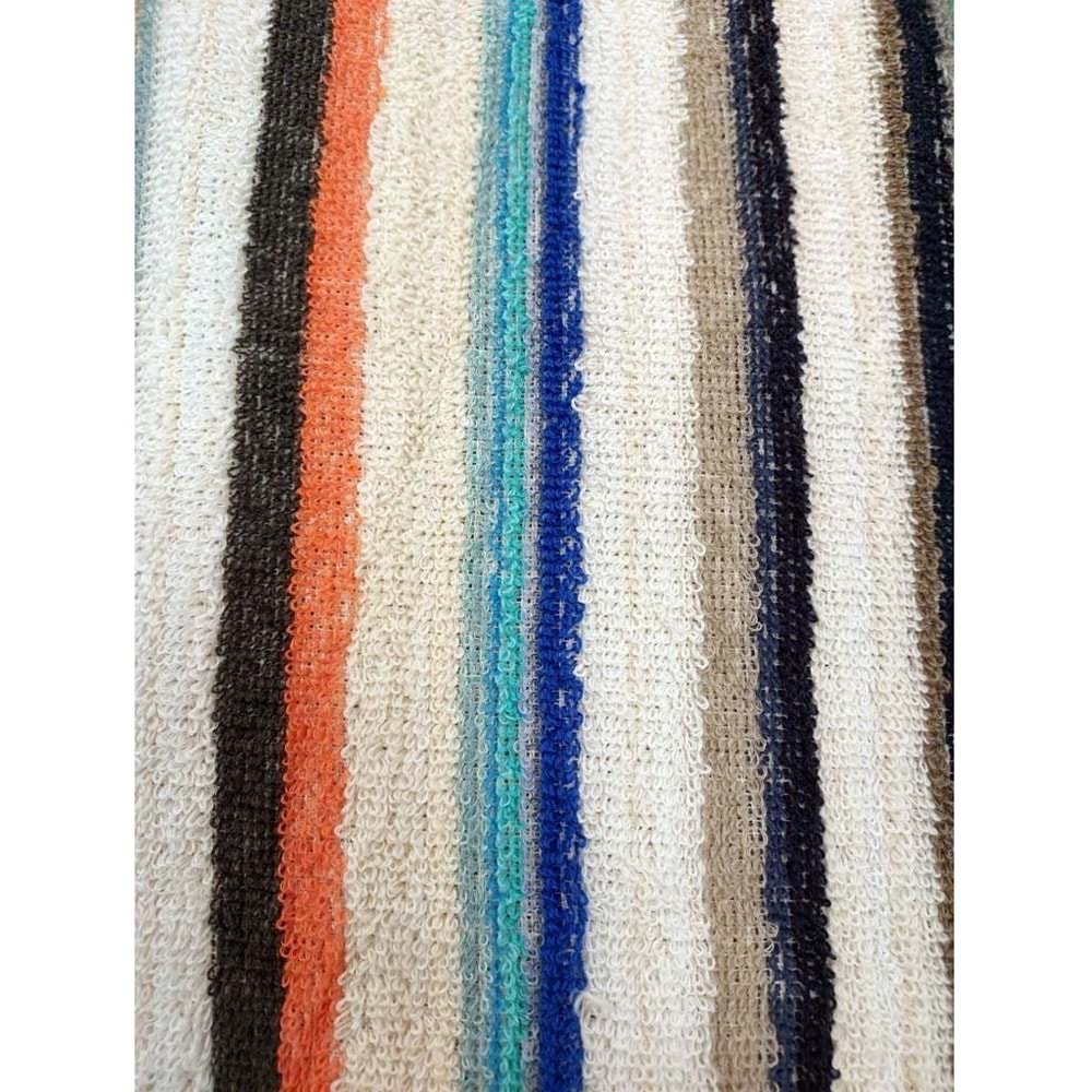 2 Adet Renkli Çizgili Büyük Boy Banyo Havlusu Ekonomik (90x150)