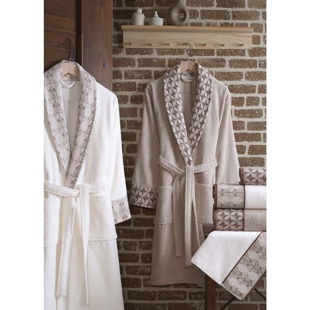 Dantela 6 Prç Jakrlı Pamuk Aile Bornoz Seti-Beste