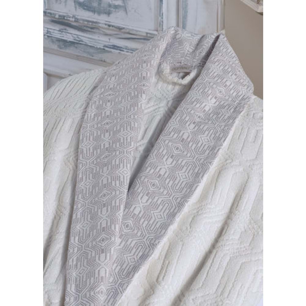 Dantela 6 Prç Jakarlı Pamuk Aile Bornoz Seti-Lal Krem- kahve