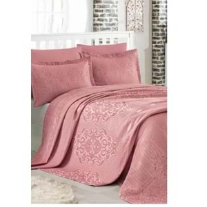 Dantela Mina Jakarlı Çift Kişilik Yatak Örtüsü 250x260 Gül Kurusu