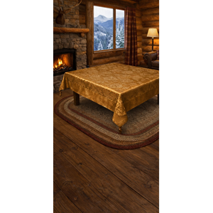 Mandaş Milanyum kaymaz şönil masa örtüsü 170*170 Gold