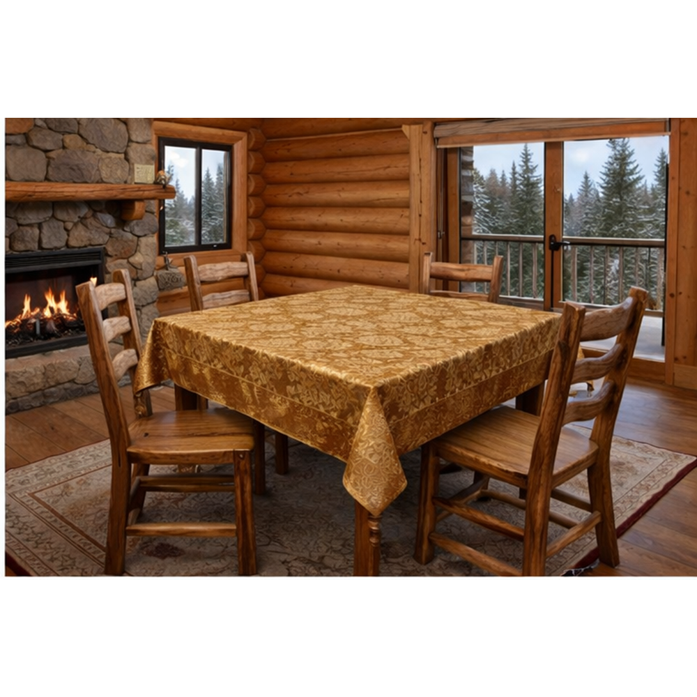 Mandaş Milanyum kaymaz şönil masa örtüsü 170*170 Gold