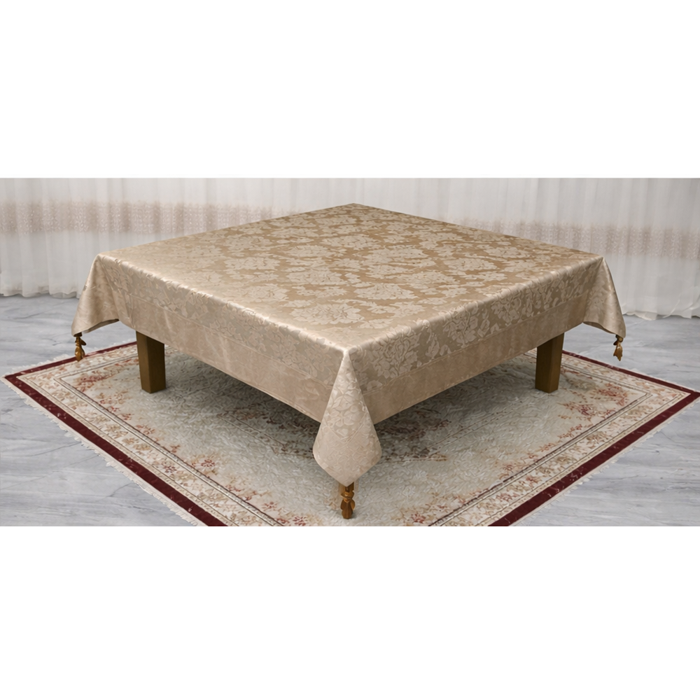 Mandaş Milanyum kaymaz şönil masa örtüsü 170*170 BEJ