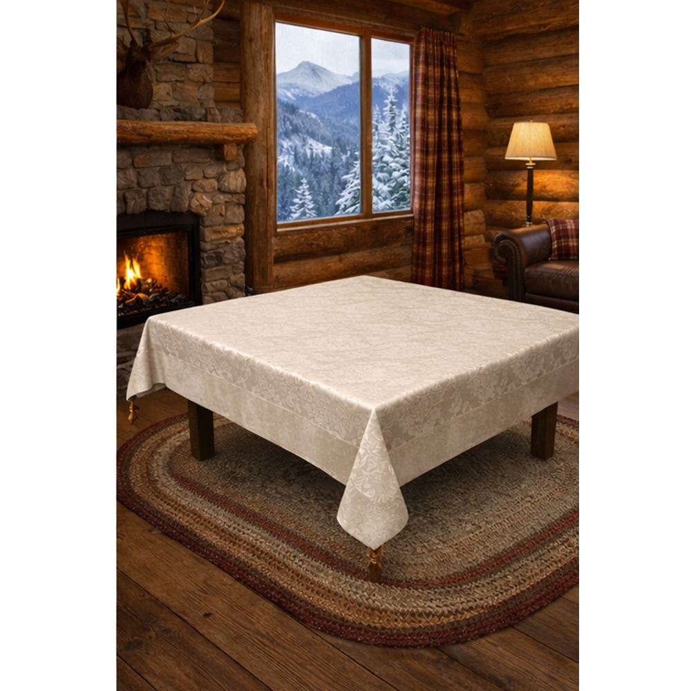 Mandaş Milanyum kaymaz şönil masa örtüsü 170*170 krem