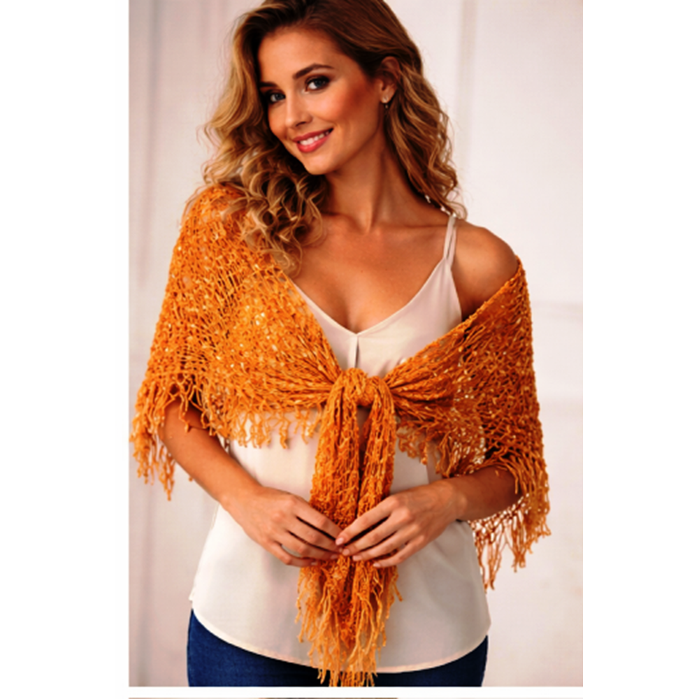 Manisa EL Örme Omuz Üçgen Bohem desen şal 2