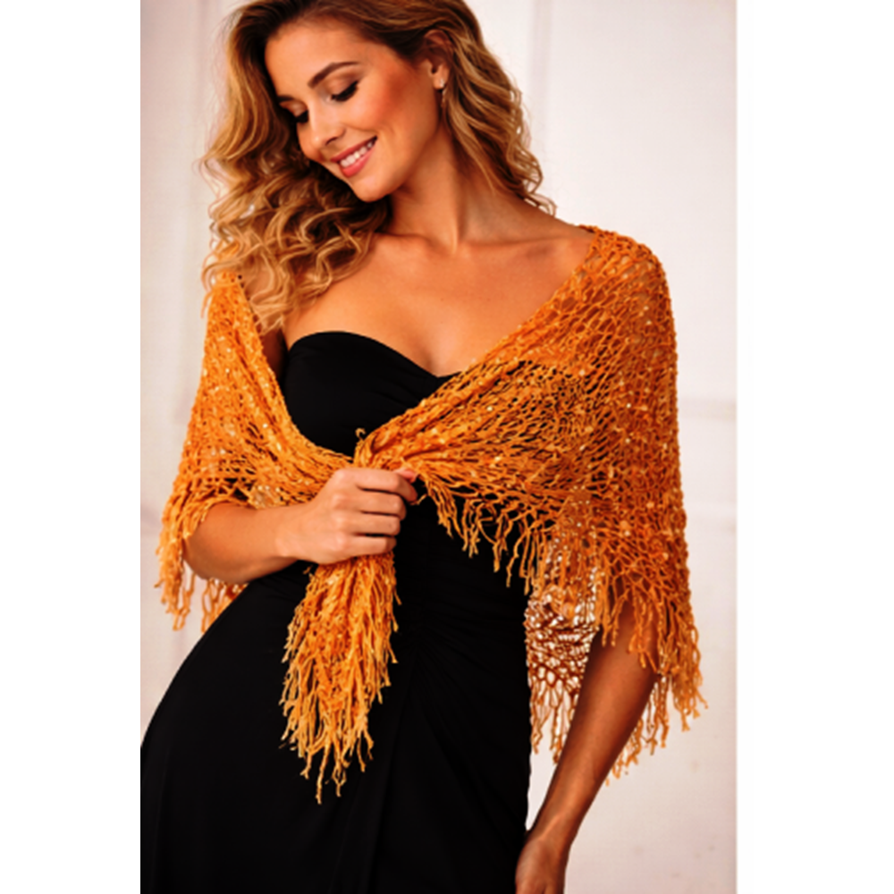 Manisa EL Örme Omuz Üçgen Bohem desen şal 2