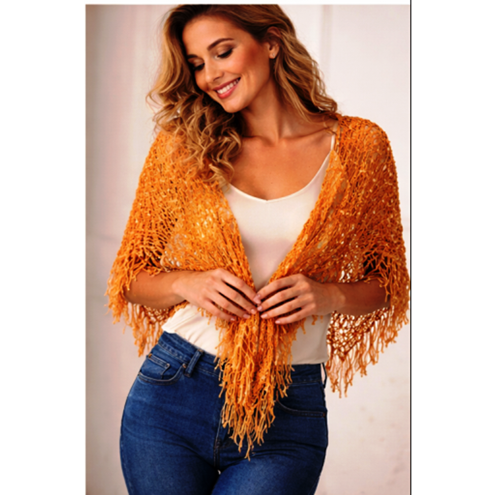 Manisa EL Örme Omuz Üçgen Bohem desen şal 2