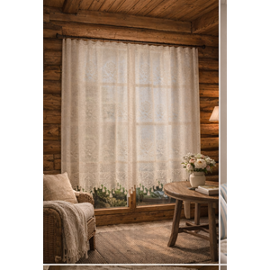 Buldan Tül Perde El İşi Dantelli Gül Desen Rustikli TEK Parcalı (300x160)