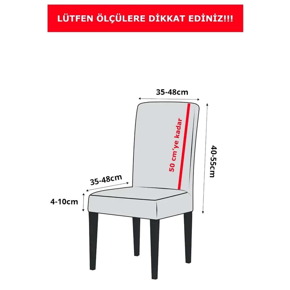 6LI SET Jakarlı Lastikli Eteksiz Sandalye Kılıfı-Wave Gri