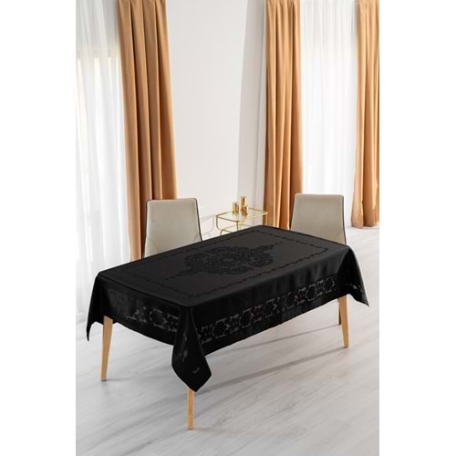 Jumbo Jakar Siyah Sıvı Geçirmez Kumaş Pano Masa Örtüsü - 160x220