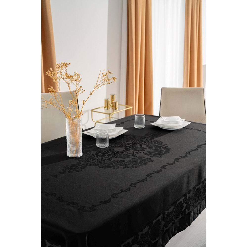 Jumbo Jakar Siyah Sıvı Geçirmez Kumaş Pano Masa Örtüsü - 160x220