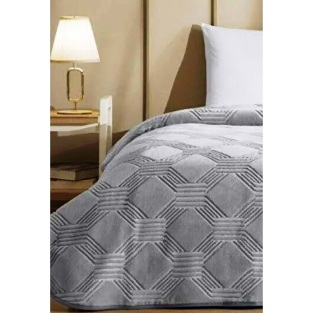 Özdilek Trendy Embos Tek Kişilik Battaniye(155x220)-Art Deco Koyu Gri