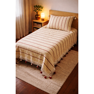 MANDAŞ Şönil El dokuma Tek kişilik Yatak Örtüsü Açık Sarı 2 185*240