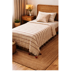 MANDAŞ Şönil El dokuma Tek kişilik Yatak Örtüsü Açık Sarı 2 185*240