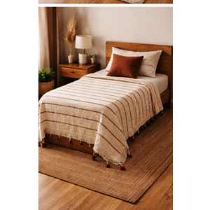 MANDAŞ Şönil El dokuma Tek kişilik Yatak Örtüsü Açık Sarı 2 185*240